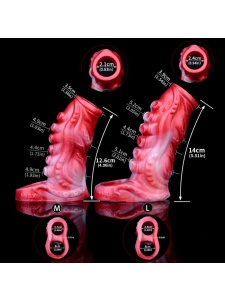Manicotto per pene in silicone realistico, rosso e bianco