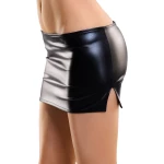 Image showing the GLOSSY sexy wetlook mini skirt in shiny black