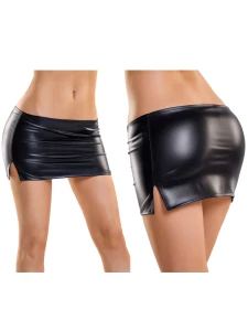 Immagine che mostra la minigonna GLOSSY sexy wetlook in nero lucido
