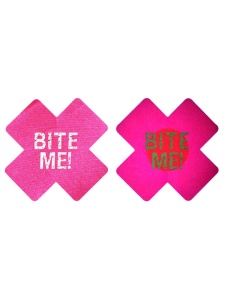 Cache-mamelons lumineux 'Bite Me' en satin noir ou rose