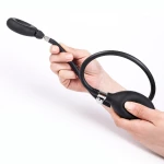 Image of a black inflatable silicone cock ring