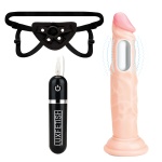 Image of LUX FETISH Vibrating Realistic Dildo Set 6.5" & Harness