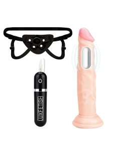 Image of LUX FETISH Vibrating Realistic Dildo Set 6.5" & Harness