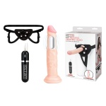 Image of LUX FETISH Vibrating Realistic Dildo Set 6.5" & Harness