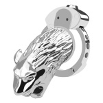 Image of the Adjustable Metal Chastity Cage - Tiger Head Shape