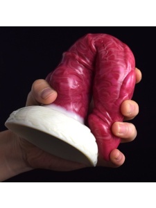 Immagine di Hellfire White Silica Gel Dildo - 11, un sextoy rosa e bianco per un piacere anale ottimale.