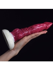 Immagine di Hellfire White Silica Gel Dildo - 11, un sextoy rosa e bianco per un piacere anale ottimale.