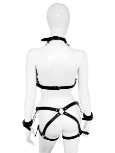 XX-DREAMSTOYS robusta imbracatura in pelle con manette integrate per giochi BDSM