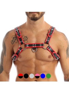 Image du Harnais Poitrine Noir-Rouge, un accessoire de mode audacieux