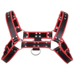 Image du Harnais Poitrine Noir-Rouge, un accessoire de mode audacieux