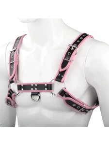 Image du Harnais Poitrine Noir-Rouge, un accessoire de mode audacieux