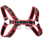 Image du Harnais Poitrine Noir-Rouge, un accessoire de mode audacieux