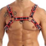 Image du Harnais Poitrine Noir-Rouge, un accessoire de mode audacieux