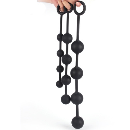 Black silicone rosary for anal pleasure