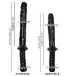 Black Manhandler Double-Ended Dildo with Police Baton Grip