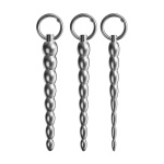 Bild eines gerippten Metall-Urethraldilatators mit Ring, ein Produkt für Gesundheit und Vergnügen