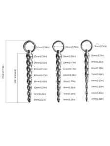 Image of a ribbed metal urethral dilator with ring, a health and pleasure product