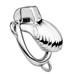 Cage de chasteté en acier inoxydable au design unique en forme de coquille