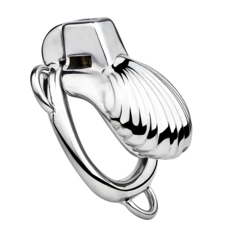 Cage de chasteté en acier inoxydable au design unique en forme de coquille