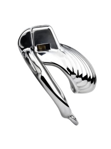 Cage de chasteté en acier inoxydable au design unique en forme de coquille