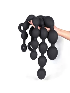 Perle anali in silicone liquido ultra morbido in oro e nero
