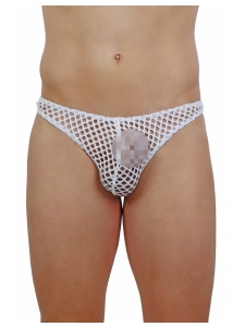 Sexy Herren-Strings aus weißem, transparentem Mesh
