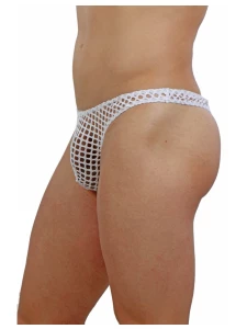 Sexy men's thongs in white sheer mesh
