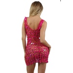 Robe filet sexy sequinée ornée de sequins brillants