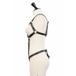 Harnais sexy avec anneaux métalliques en simili cuir noir