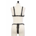 Harnais sexy avec anneaux métalliques en simili cuir noir