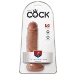 Image du gode réaliste King Cock de 7 pouces avec balles