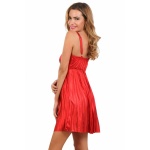 Abito glamour in raso con scollatura profonda e gonna a pieghe