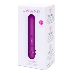 Vibromasseur Rechargeable Le Wand Baton violet avec anneau texturé en silicone.