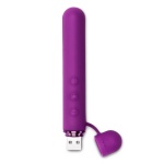 Vibromasseur Rechargeable Le Wand Baton violet avec anneau texturé en silicone.