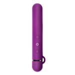Vibromasseur Rechargeable Le Wand Baton violet avec anneau texturé en silicone.
