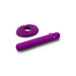 Vibromasseur Rechargeable Le Wand Baton violet avec anneau texturé en silicone.