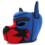 Maschera in neoprene blu Puppy Hood con museruola rimovibile.
