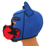 Maschera in neoprene blu Puppy Hood con museruola rimovibile.