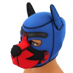 Maschera in neoprene blu Puppy Hood con museruola rimovibile.