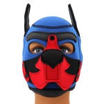 Maschera in neoprene blu Puppy Hood con museruola rimovibile.
