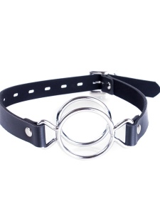 Bâillon Double Anneau Métallique pour jeux BDSM