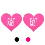 Autocollants Coeur pour Mamelons Eat Me en satin, disponibles en noir, rose et blanc