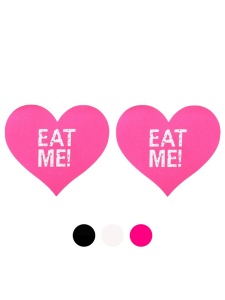 Autocollants Coeur pour Mamelons Eat Me en satin, disponibles en noir, rose et blanc