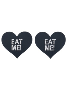 Autocollants Coeur pour Mamelons Eat Me en satin, disponibles en noir, rose et blanc