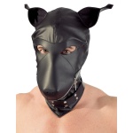 Maschera per cani in similpelle nera con cerniera.