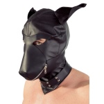 Maschera per cani in similpelle nera con cerniera.