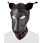 Maschera per cani in similpelle nera con cerniera.