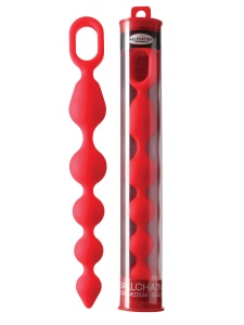 Image de la chaîne anale ergonomique MALESATION Ballchain medium rot en silicone