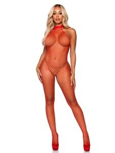 Bodystocking col nageur sans dos en résille noire