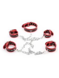 Ensemble Harnais de Contrainte avec Menottes et Collier en trois coloris
